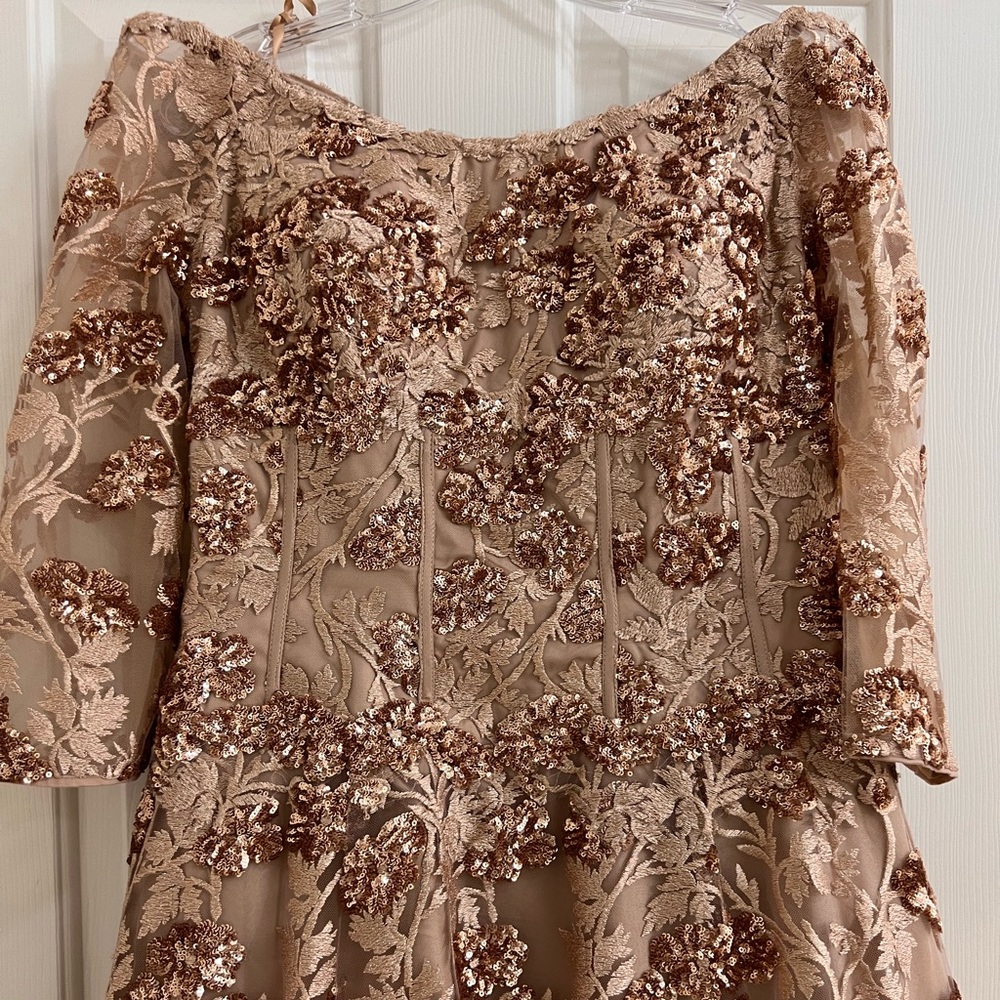 Jovani Three Quarter Bateau A-Line Dress Size 10